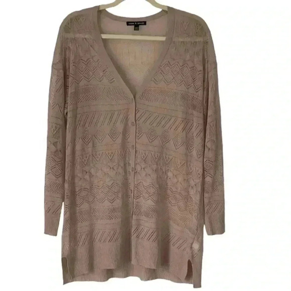 Cable & Gauge Long Front button‎ Sweater - Picture 1 of 12
